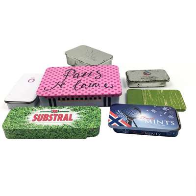 Hot sale high quality small little chewing gum tin box with sliding lid