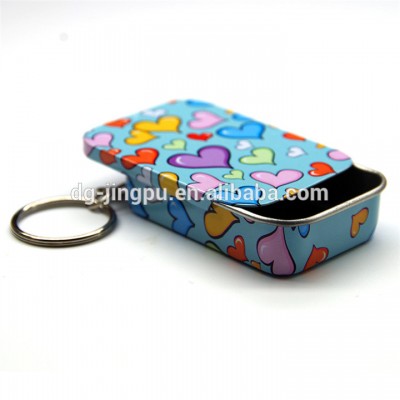 Mint candies metal mini slide cover tin with key ring