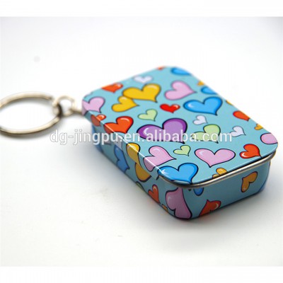 Portable mini slide top favor candies mint tin with key ring